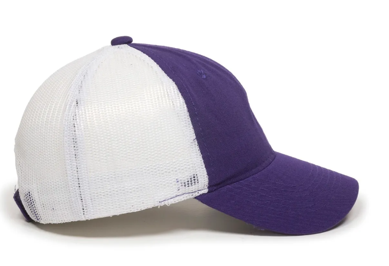 Purple/White Unstructured Mesh Back Hat